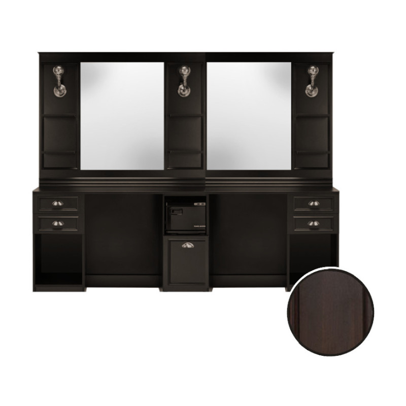 BARBER LEXUS Wengé Double - Coiffeuse Meuble Barbier