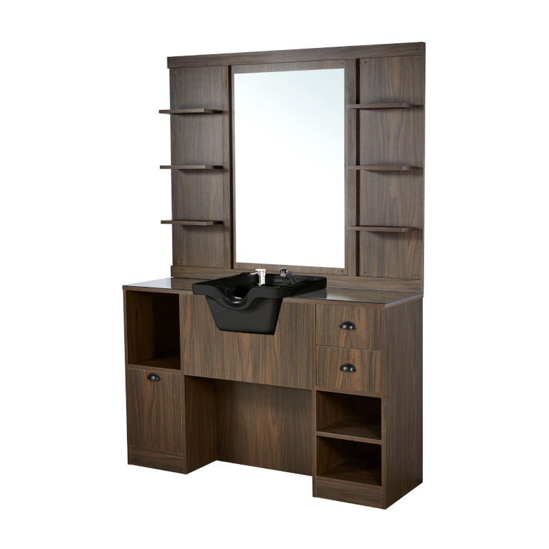 Tocador de barbero OKE 2B - Madera oscura