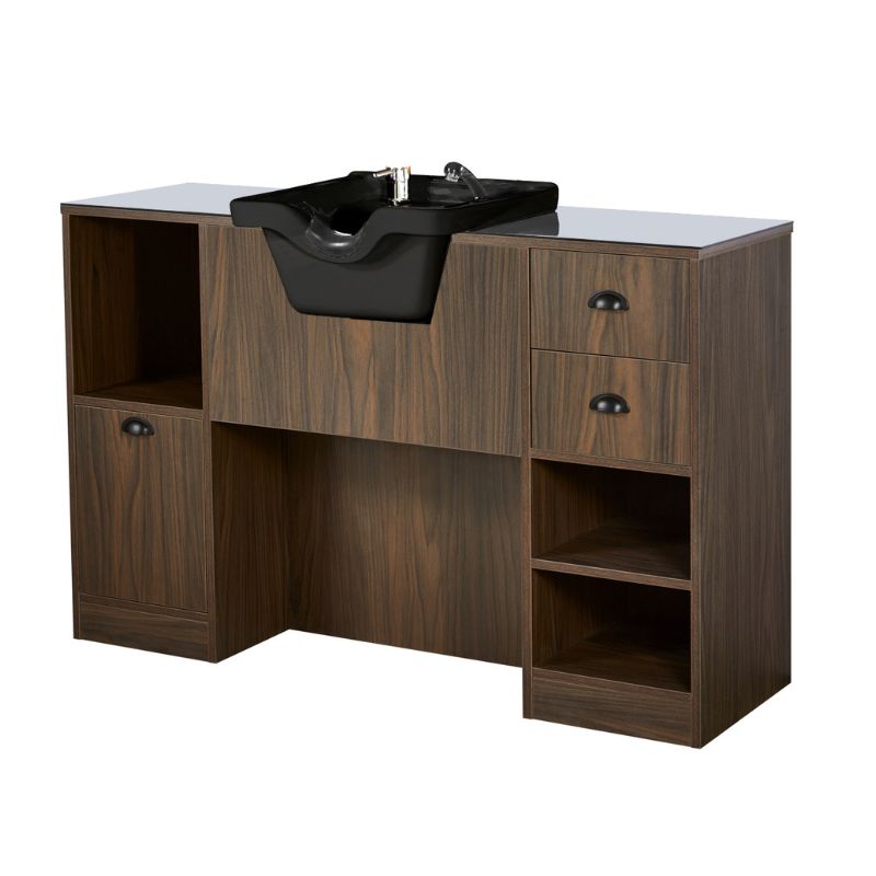 OKE 4B Barber Schminktisch – Dunkles Holz