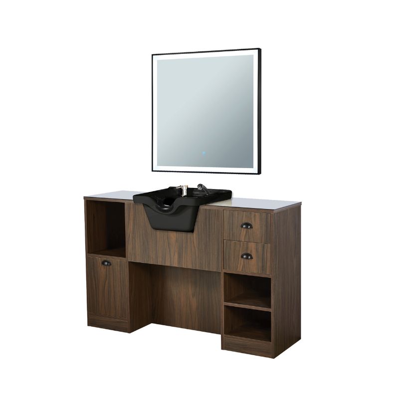 OKE 9 B Kaptafel met wastafel - Donker hout